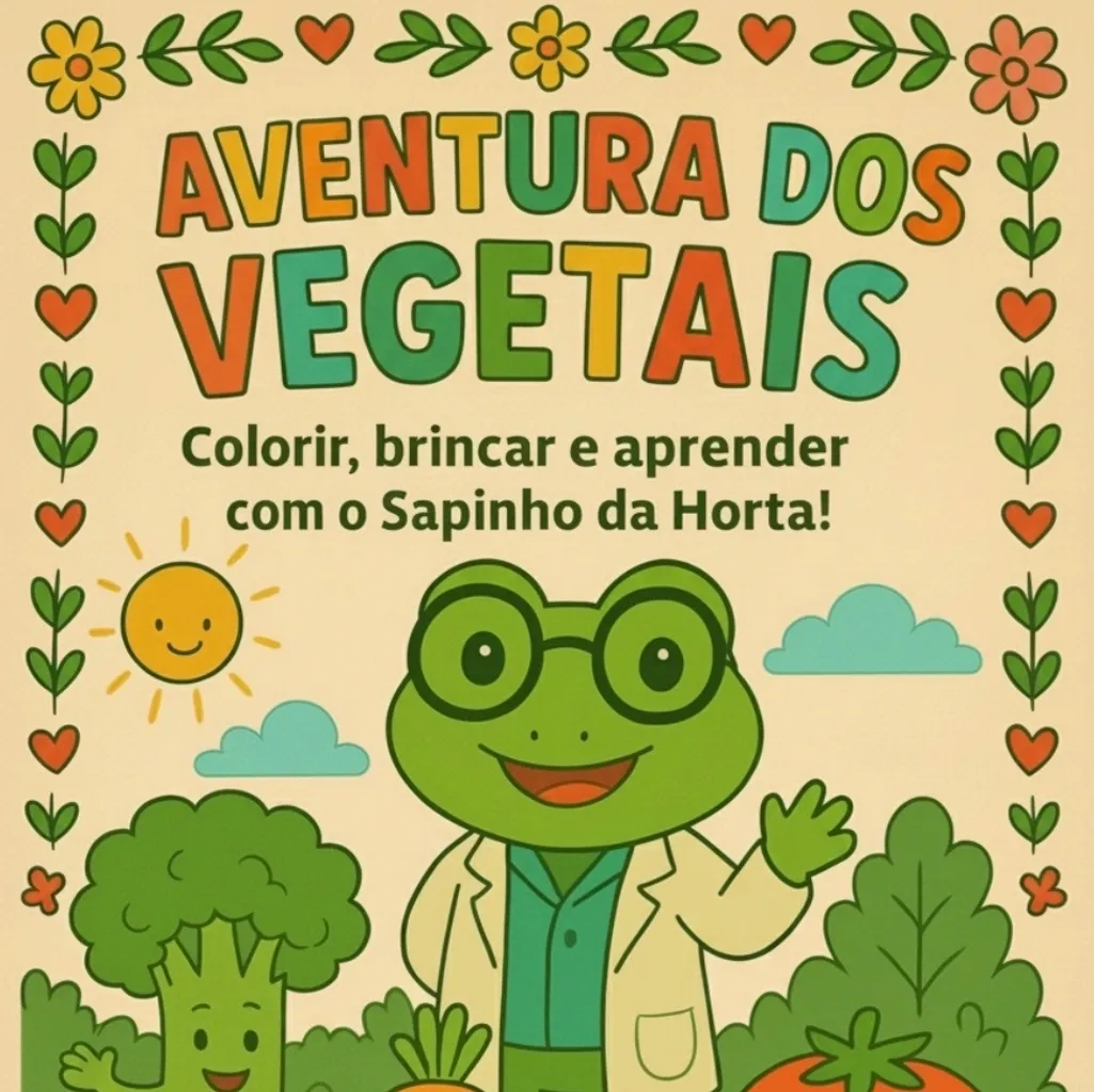 Aventuras dos vegetais com Rodolfo, o Sapo Cientista .Livro de Colorir