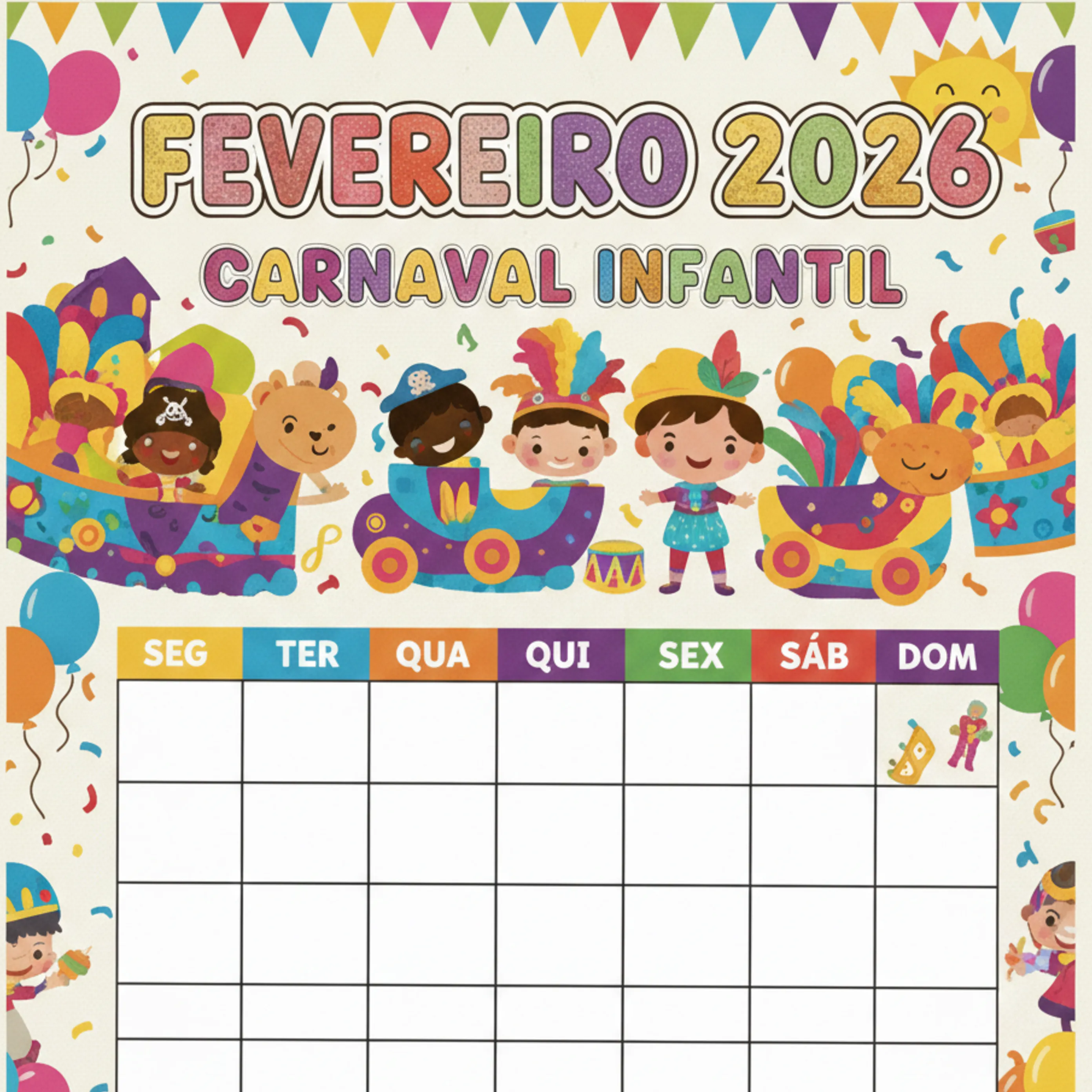 Calendário fevereiro de 2026