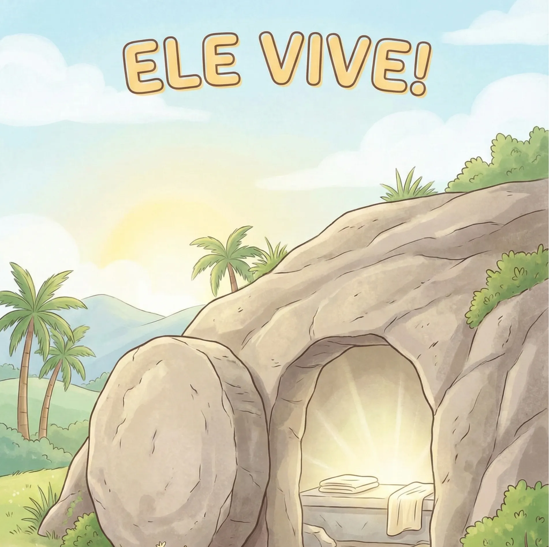 ✨🌅 Painel de Páscoa Cristão “ELE VIVE!” – A Verdadeira Mensagem da Ressurreição (Arquivo em PDF – 9 folhas A4) 🌅✨